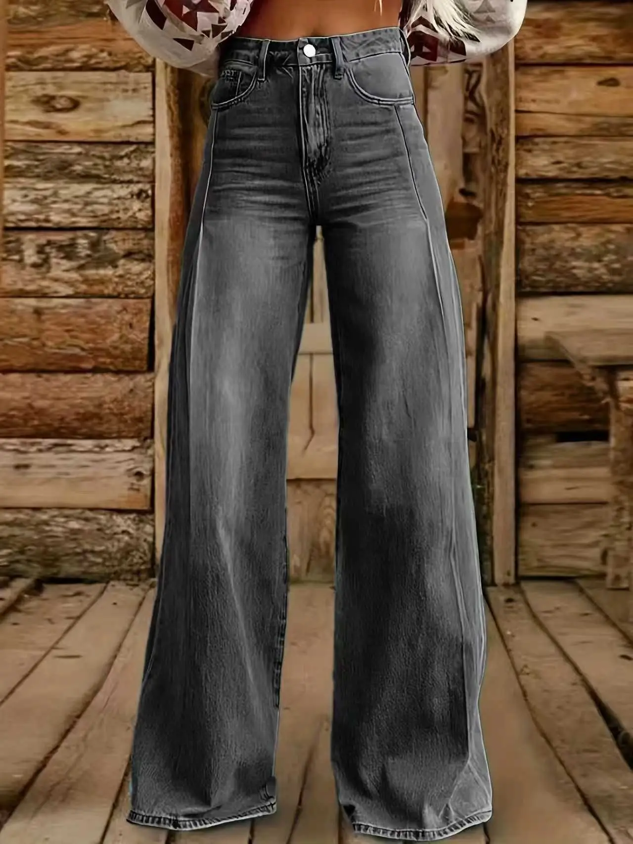 

Loose Fit Jeans Denim Casual Wide Leg Trousers Stretch Washed Comfortable Womens Fashion Elastic High Waist Pant Y2k clothes