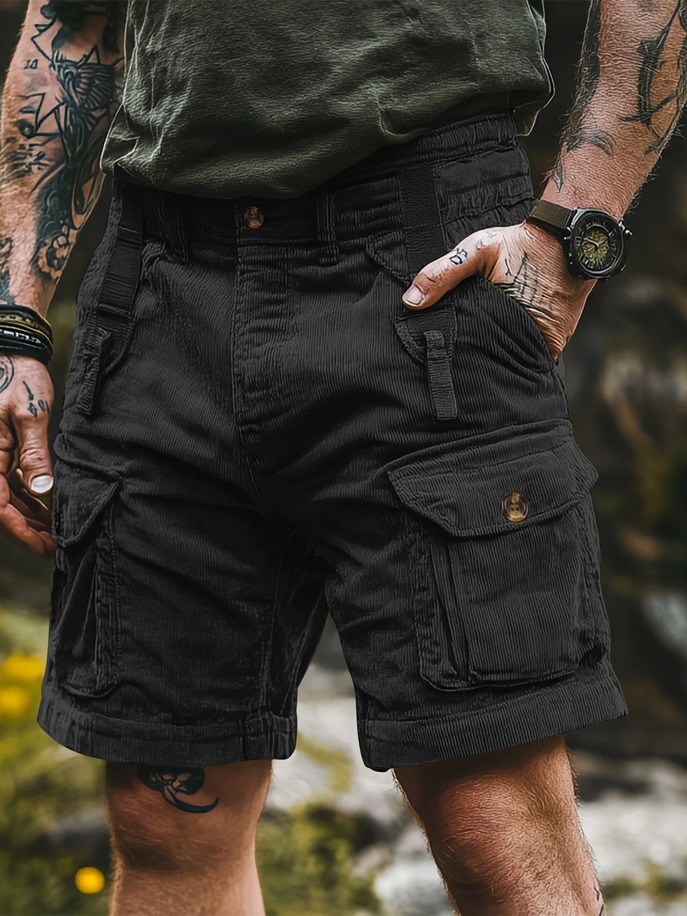 

Loose Casual Workwear orts Men's Vintage American High Street Five-Quarter Length Straight Leg Summer orts for Youth