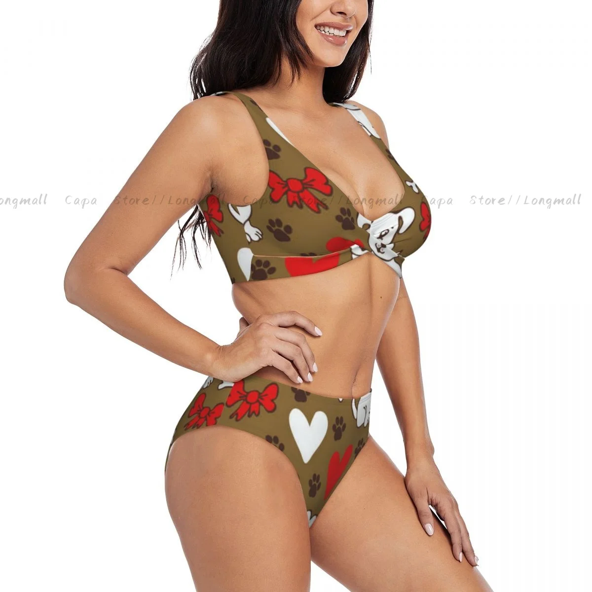 

Сексуальный комплект бикини с собаками и сердечками, женский купальник из двух предметов, трансграничный стиль