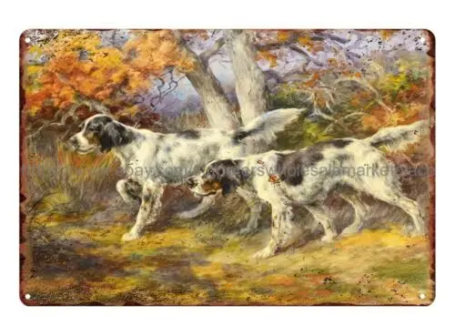 home decor artwork Edmund Henry Osthaus 1858-1928 hunting dogs metal tin sign