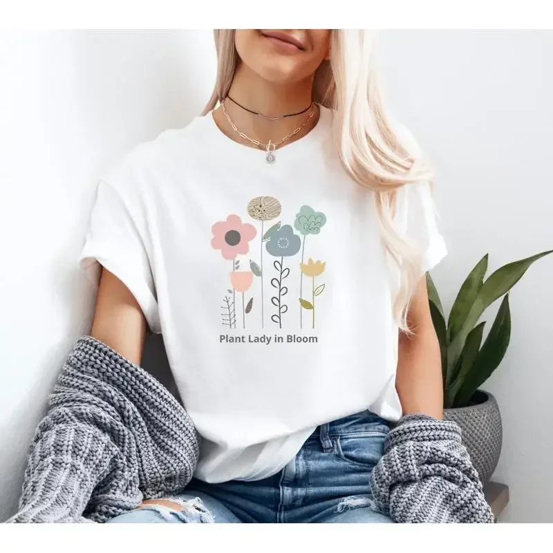 Plant Lady in Bloom T Shirt Botanical Lover Nature Inspired Top Flower Power for Moms Apparel