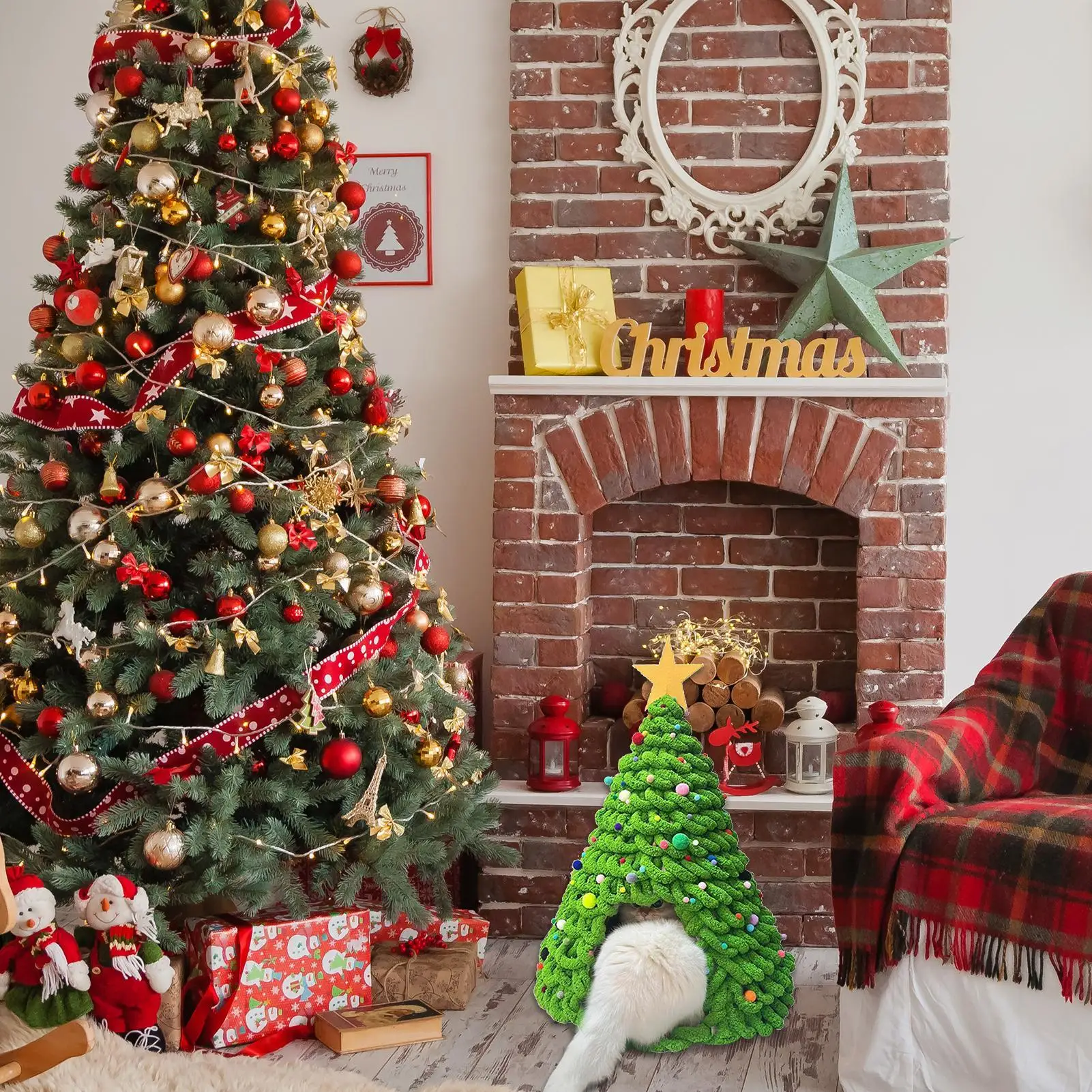 

Рождественская елка, материал для кровати для кошек, домашняя палатка для котенка, набор материалов для дома, пещеры, ремесленная мебель, украшения для домашних животных, кошек, собак