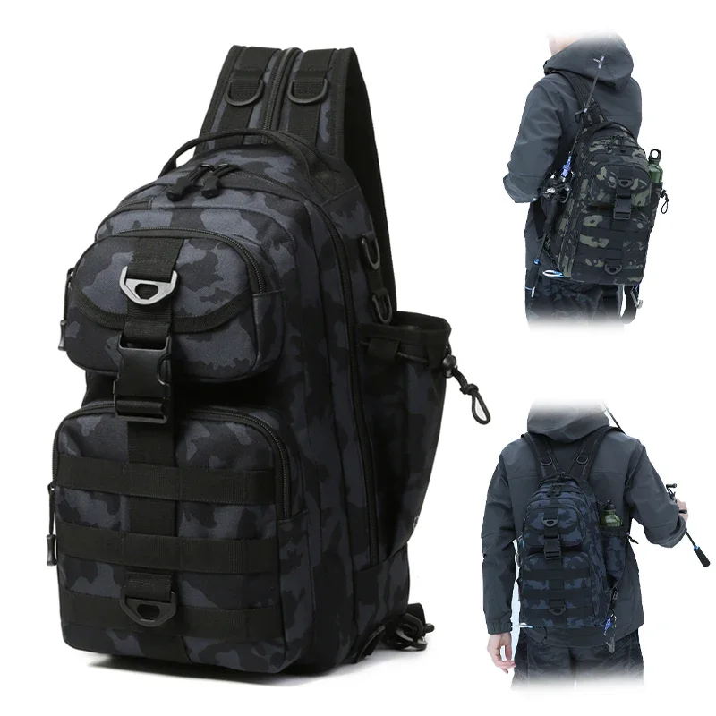 

Fishing Lure Backpack Men Gear Box Storage Lure Chest Bag Multifunction Tactical Outdoor Travel Camping Sling Fish Tackle Bags