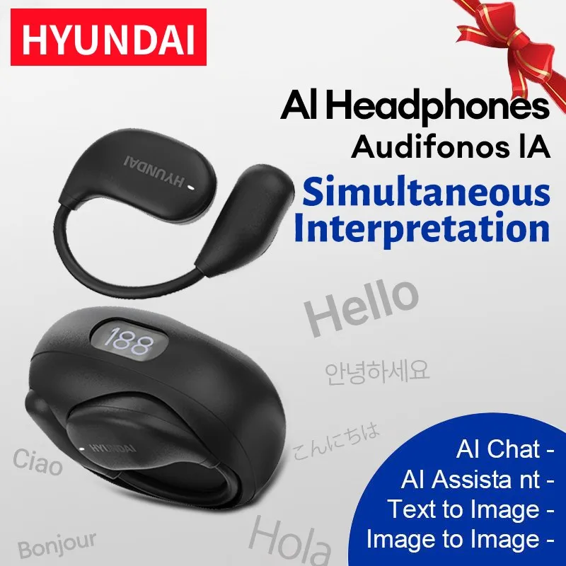 HYUNDAI HY-C29 AI Translation Wireless Earphones Support Multi Languages Real Time Translation Open-Ear OWS Headphones Al Chat