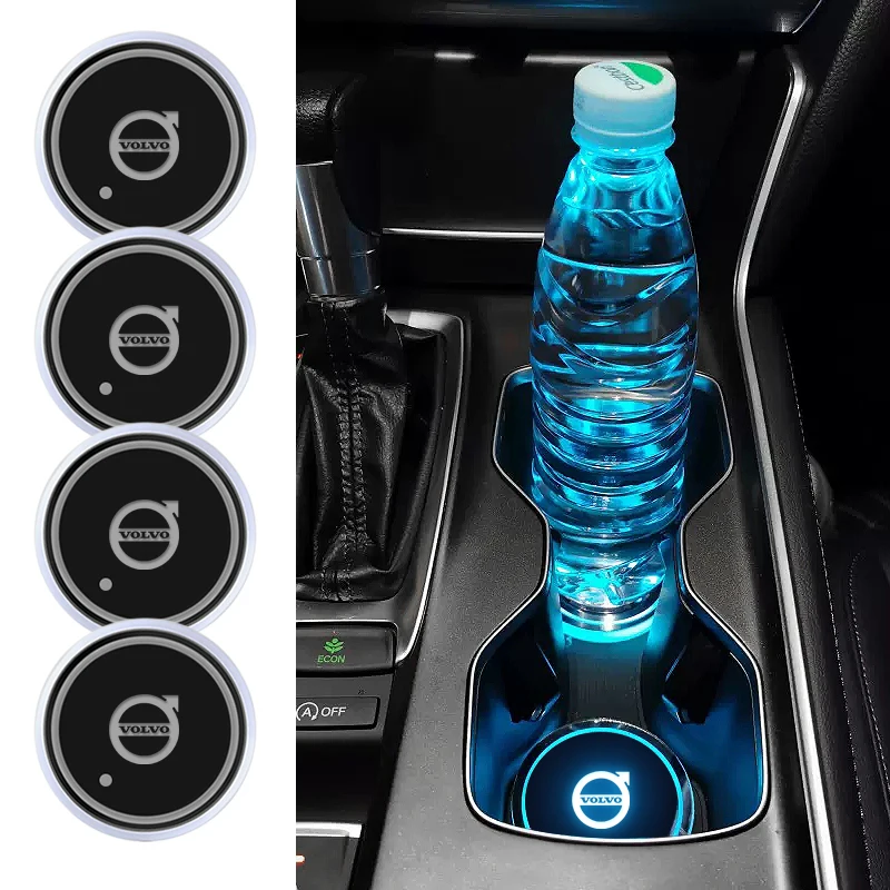 

1/2pcs Car Coasters with 7 Colors Changing Light For Volvo XC40 XC60 XC90 V40 V60 S60 V50 V90 S80 C40 V70 XC70 C30 C70 Rdesign