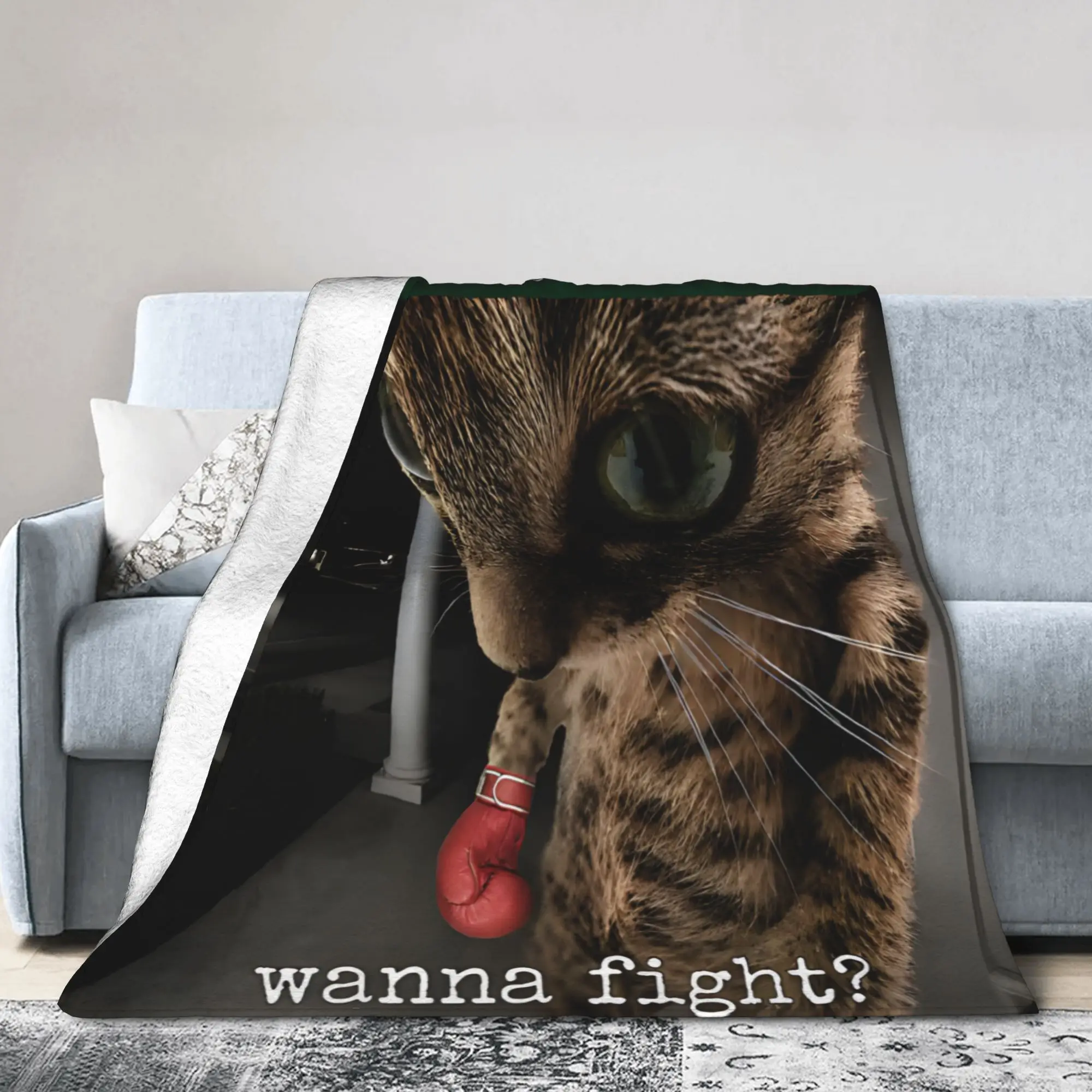 There is Motion at Your Front Door Funny Cat Motion  Stuff Blanket Ultra-Soft Flannel  Throw Blankets Relax Plush Thin Quilt
