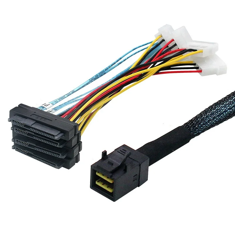 

New Mini SAS Cable 12G Array Card SFF-8643 To 4xSAS 8482 Server Hard Disk Data Cable 4P