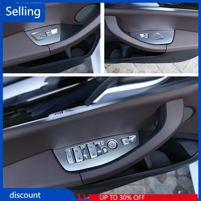 

ABS Silver Car Window Lift Switch Button Frame Cover Trim For BMW X3 G01 2018 Window Lift Switch Button Car Accessories 4 Pcs