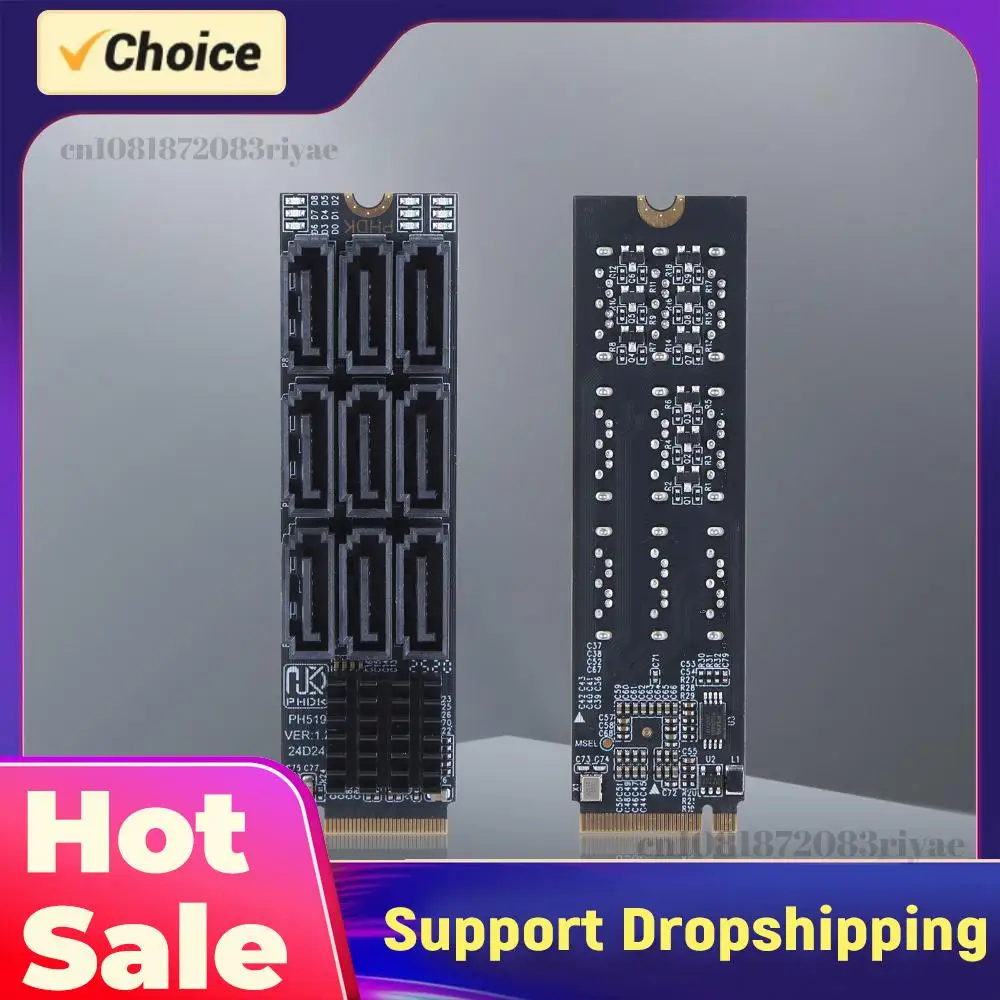 

Адаптер M.2 M KEY NVMe на 9 портов SATA 3.0, PCIe 3.0 x2, карта расширения для жестких дисков M.2 NVMe M-Key на 9 портов SATA