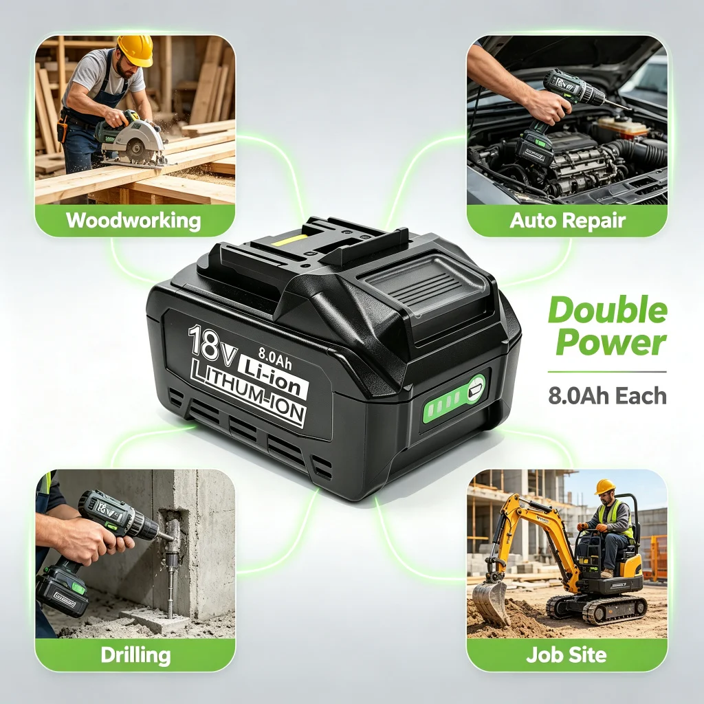 Kompatibel mit Makita 18V 8,0Ah BL1860B Elektrowerkzeug-Akku DC18RC Ladegerät Kabellos Li-Ion 14-18V BL1860 BL1850 BL1840 BL1830 8000mAh Lithium-Ionen Neue Version Ersatzzubehör – Detail 5