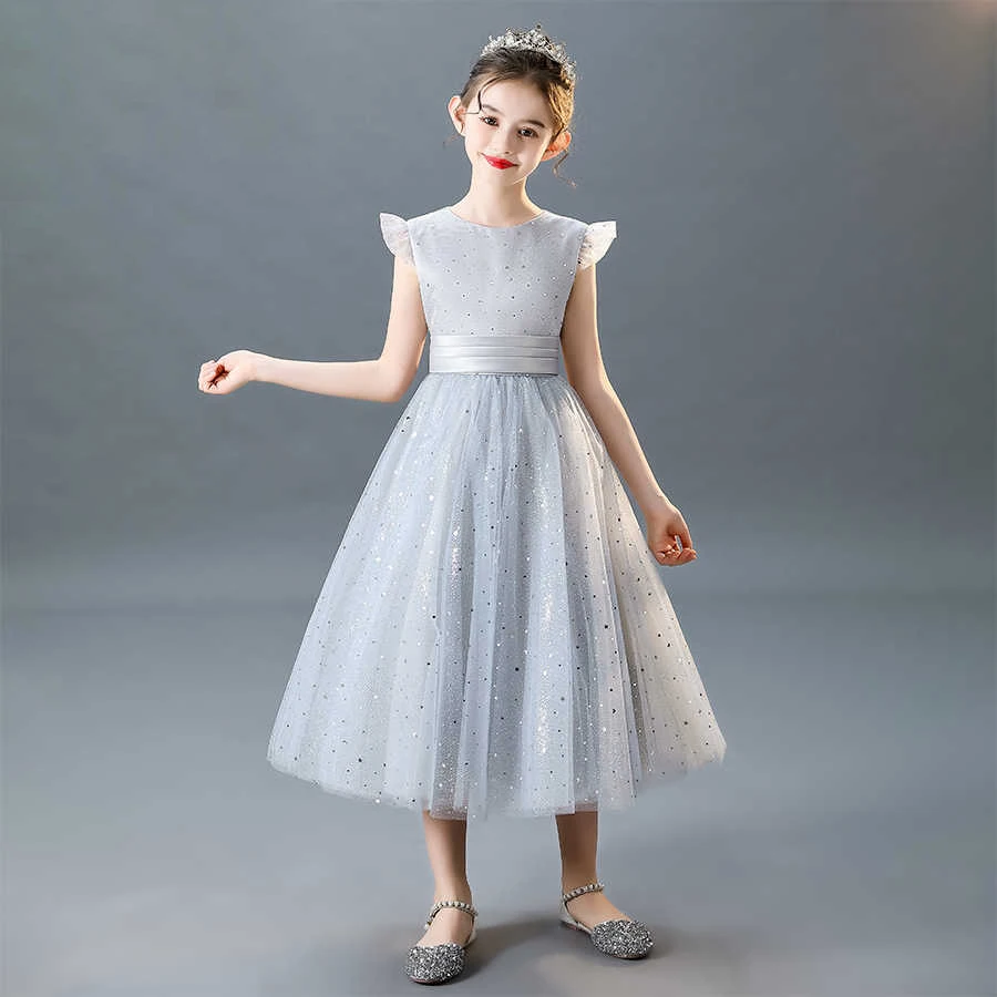 

A Line Tulle Tea Length Junior Bridesmaid Dress Evening Dress New Elegant Banquet Gowns