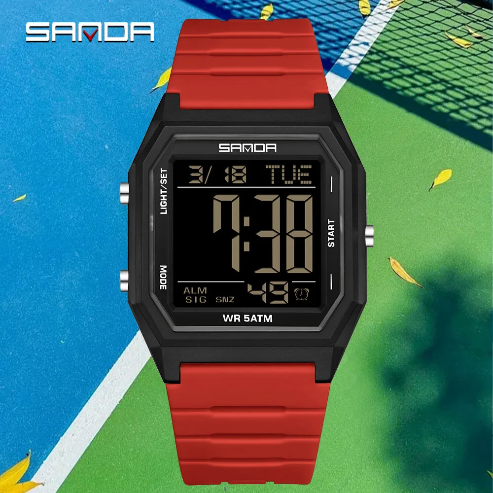 SANDA 2026 Sports Digital Watches for Man Multifunctional Luminous Alarm Clock Calendar Countdown Fashion Men Electronic Watch