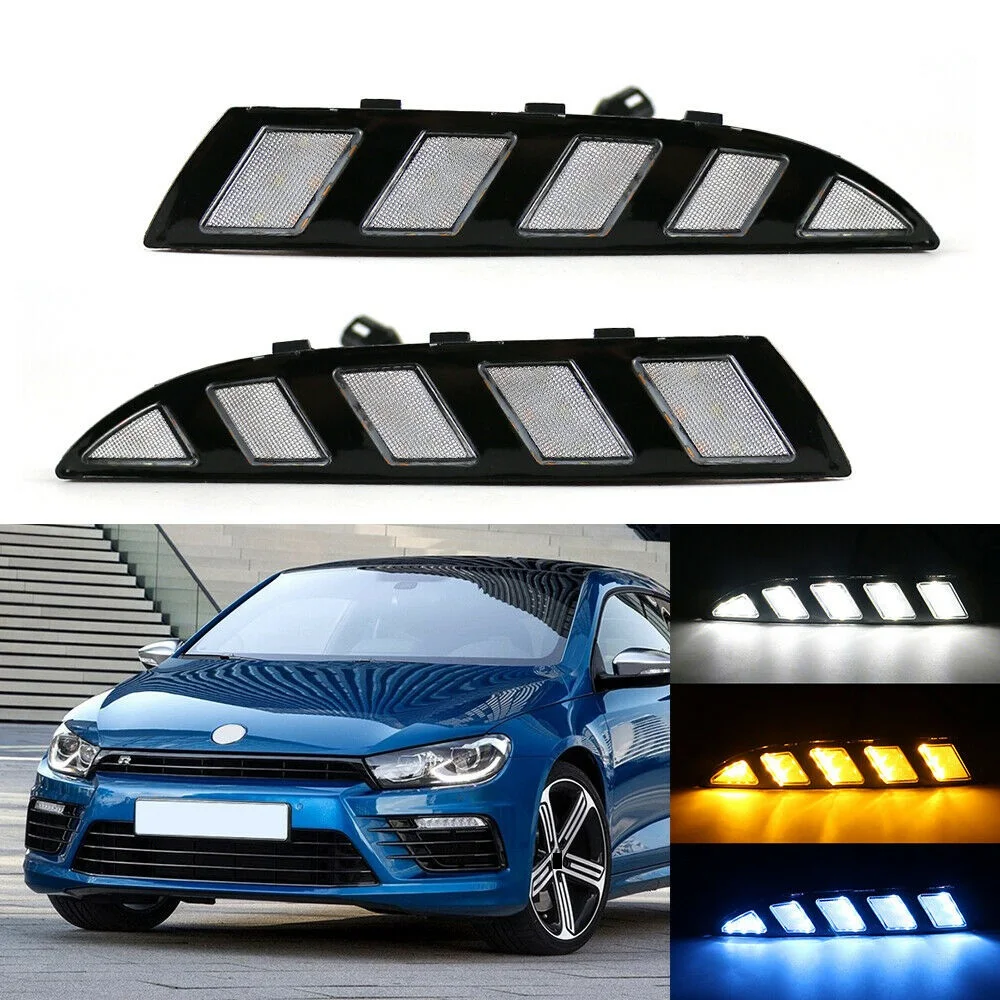 Car LED Daytime Running Lights DRL Fog Lamp Turn Signal for Scirocco 2009-2015