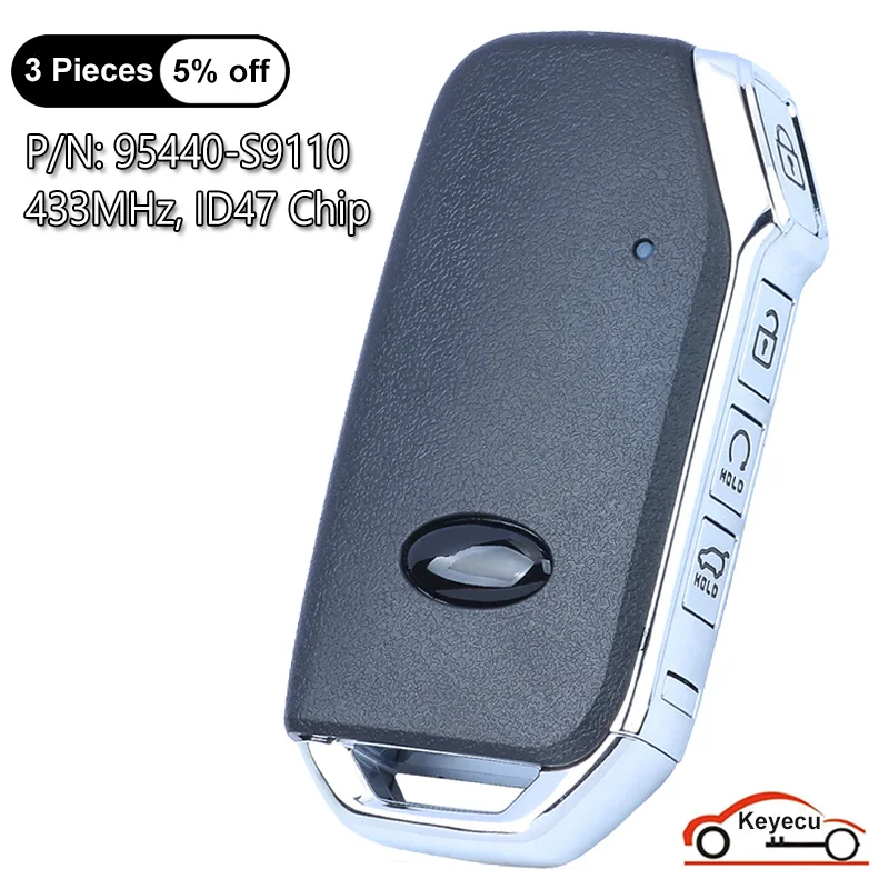 

KEYECU 4 Buttons 433MHz ID47 Chip for Kia Telluride 2020 2021 Auto Smart Remote Control Key Replacement Fob P/N: 95440-S9110