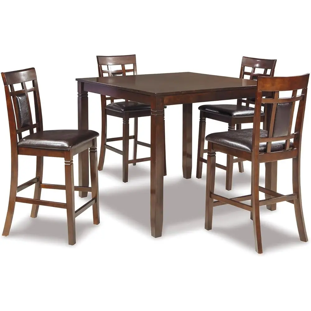 5-Piece Counter Height Dining Set with Table and 4 Barstools, Brown