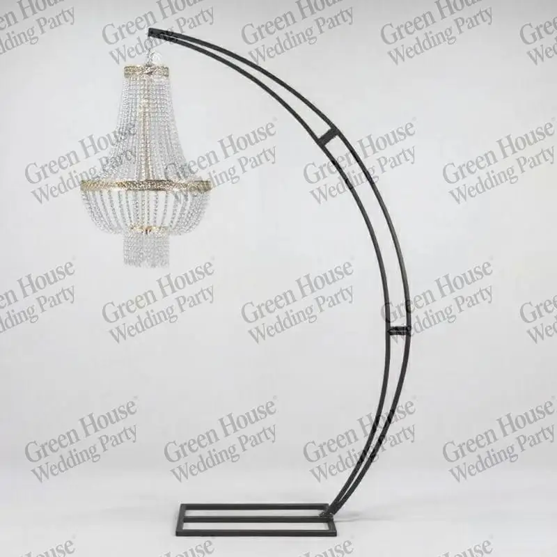 

Metal Arches Flower Arch With Chandelier Cake Table Display Stand Wedding Stage Backdrops Road Guide Props Ceiling Decor 2PCS