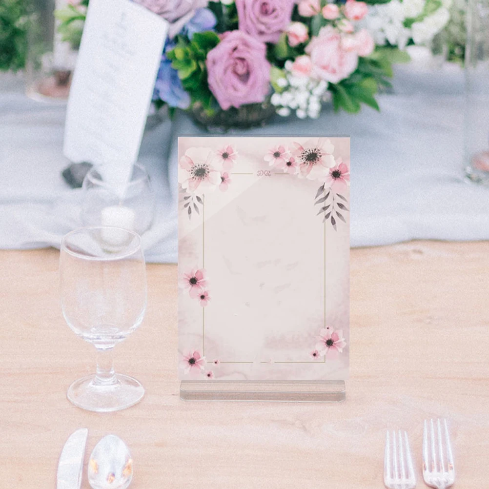 

2 Pcs Acrylic Display Rack Clear Sign Holders Picture Frame Table Stands Menu Advertising Poster Holder
