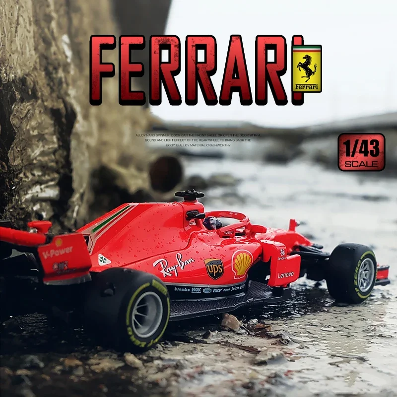 Bburago 1:43 Ferrari 2018 SF71 7 5 Formula car Acrylic dust cover  simulation decoration collection gift toy die-casting model