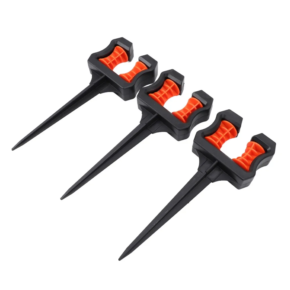 3PCS ABS Garden Hose Guide Spike 26cm Height Black Water Pipe Positioning Holder Roller Lightweight Portable