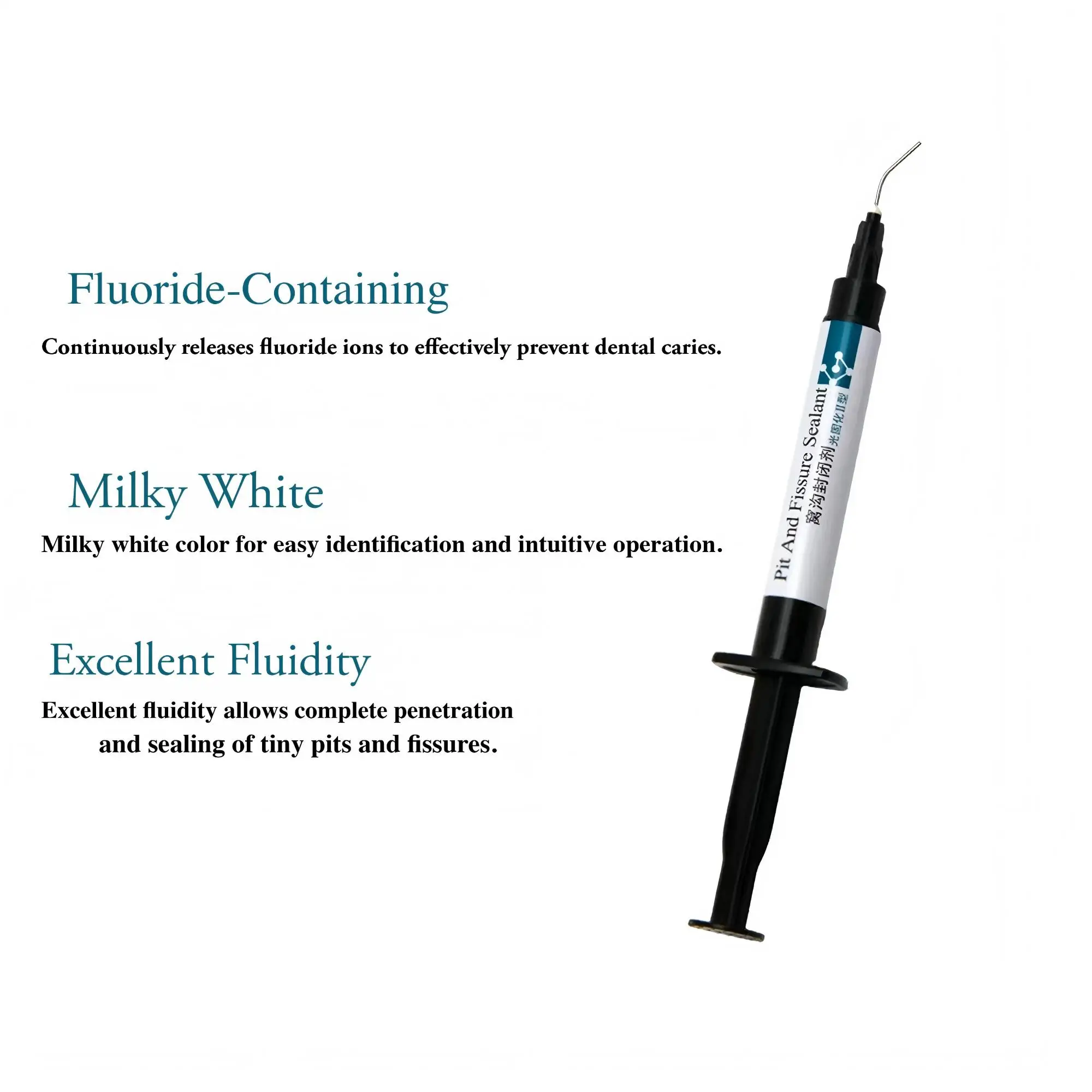 Pit and Fissure Sealant,Light-Curing Type II Dental Material,Children Pit&Fissure Sealer for Dental Caries Prevention 1.5ml/pcs
