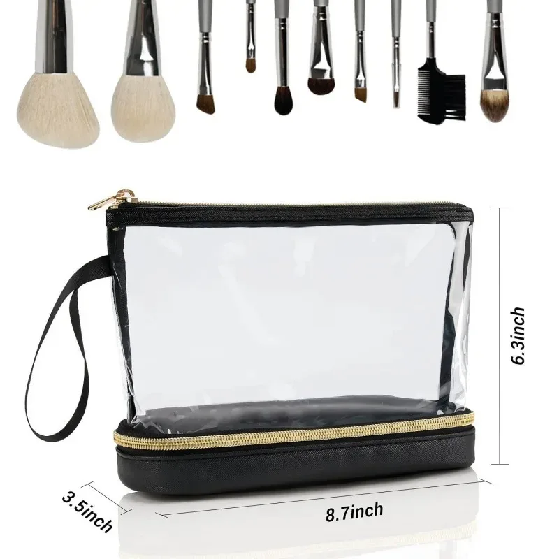 Multifunctional Transparent Makeup Bag, Double-Layer, Large Capacity, Portable Travel Organizer