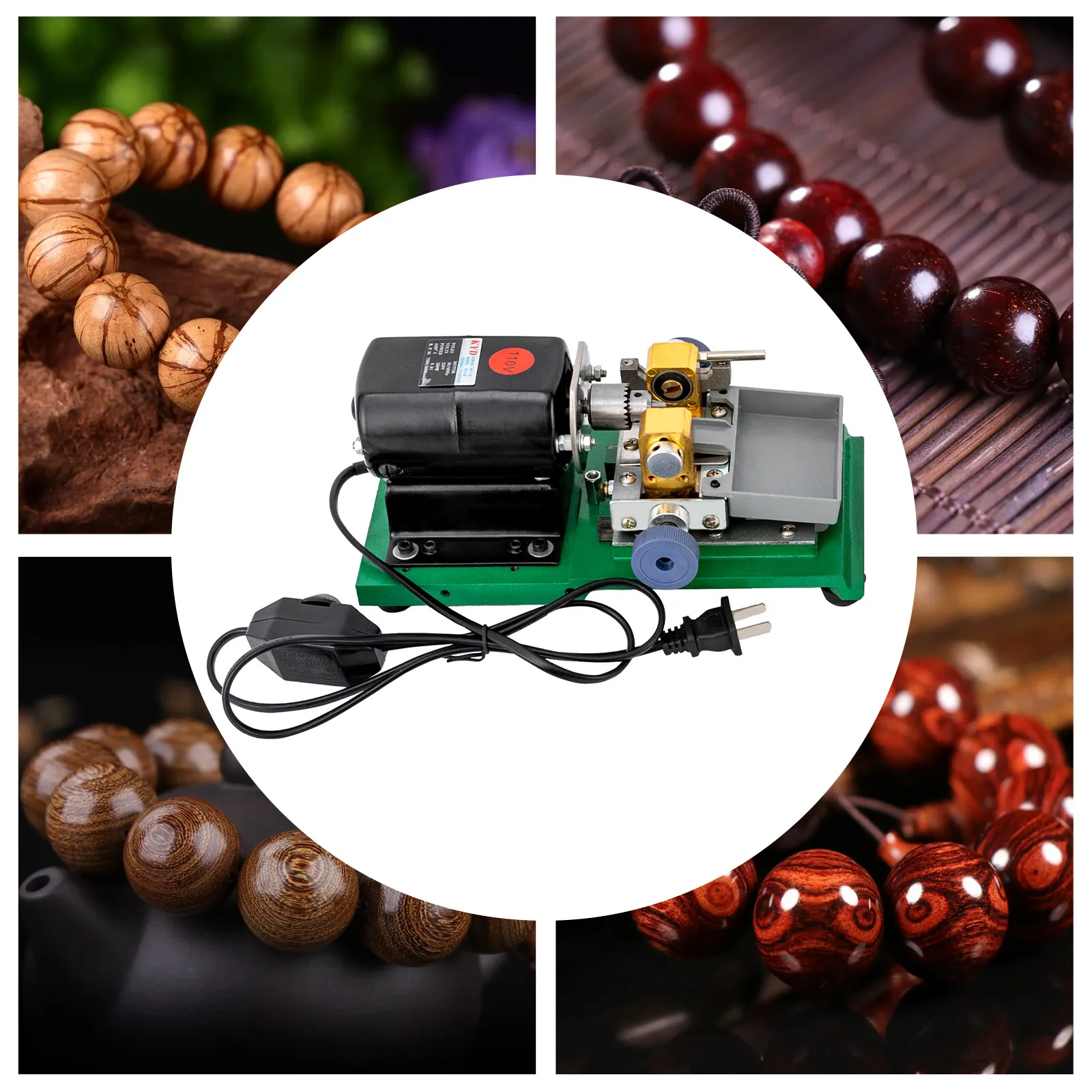 

Metal Hole Punch, Pearl Drilling Machine Driller Full Set, 280W 110V Green, Variable Speed Depth Adjust, for Jewelry Bead Drilling, Suitable Jewelry Diameter 0.2-1.38inch, Aluminum Body