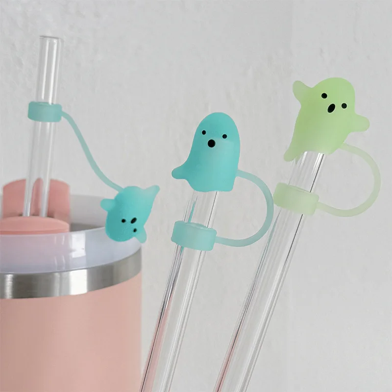 Silicone Ghost Dust Cap for Stanley Halloween Theme Dust-Proof Straw Protector Reusable Straw Cover Water Cup Tumbler Accessory