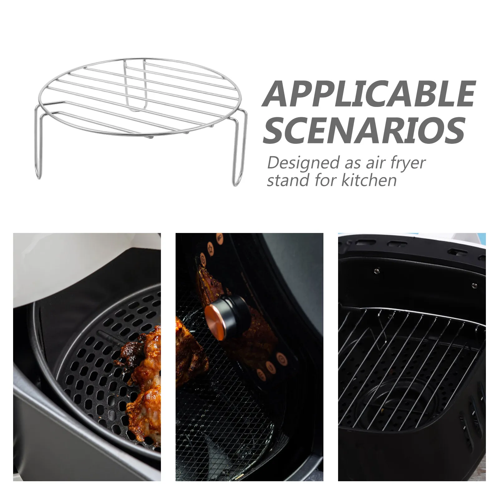 8 Inch Round Stainless Steel Air Fryer Rack Stackable Nonstick Cooking Rack for Grilling Roasting Baking Dehydrating Air Fryer