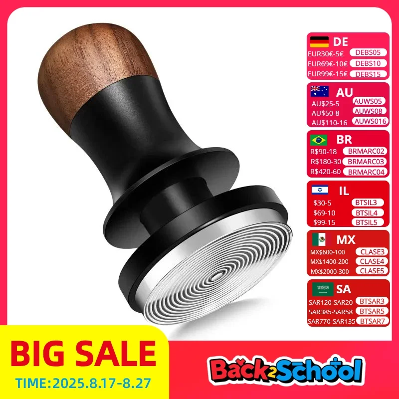 

MHW-3BOMBER Espresso Coffee Tamper with 3 Spring Loaded Calibrated Espresso Tamper 30lbs Hand Tamper with Sound Feedback