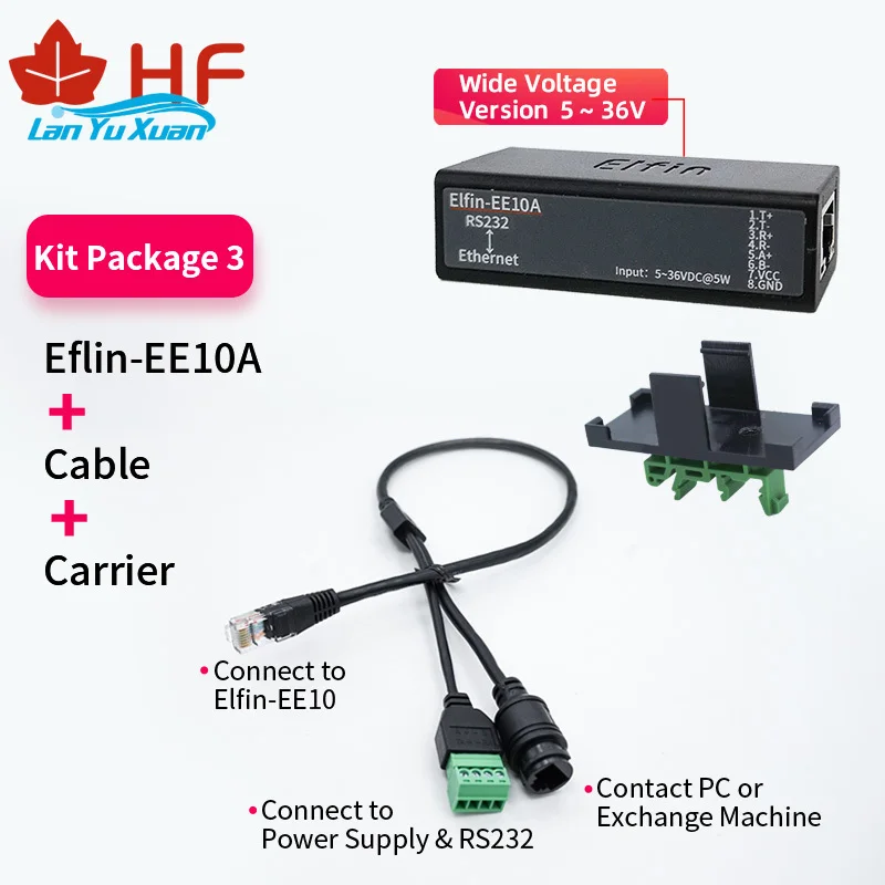 EE10 HF High Flying Elfin-EE10 Serial Port Device Connect to Network Modbus TPC IP Function RJ45 RS232 to Ethernet Serial Server