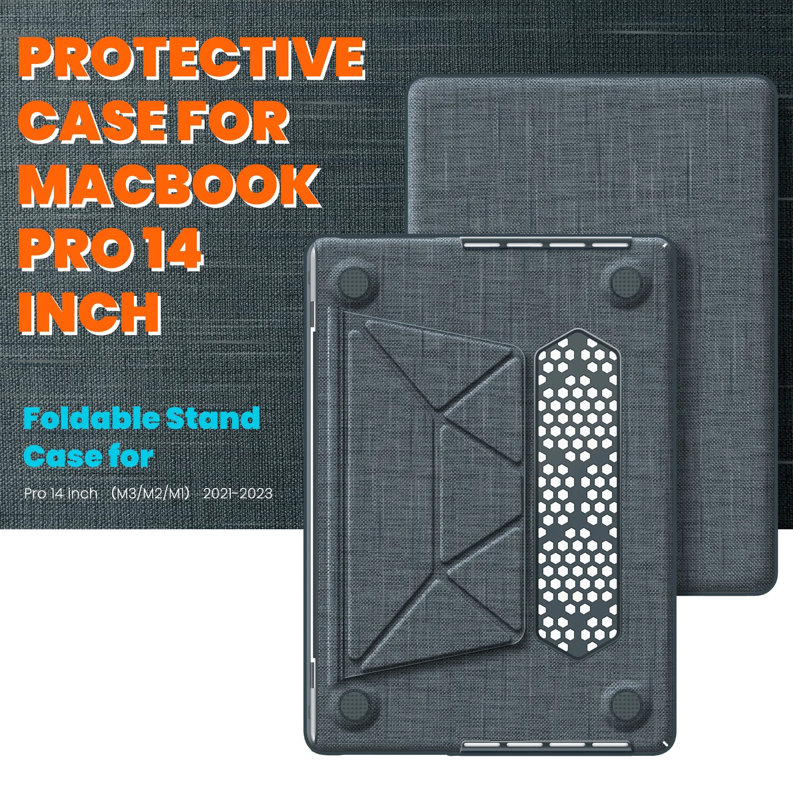 EGYAL for 2024 M4 Pro 14 A3112 A3185 A3401 Case for Pro 16 A3403 A3186 Cover for Pro 14 16 M1M2 M3 Protective Shell with Bracket