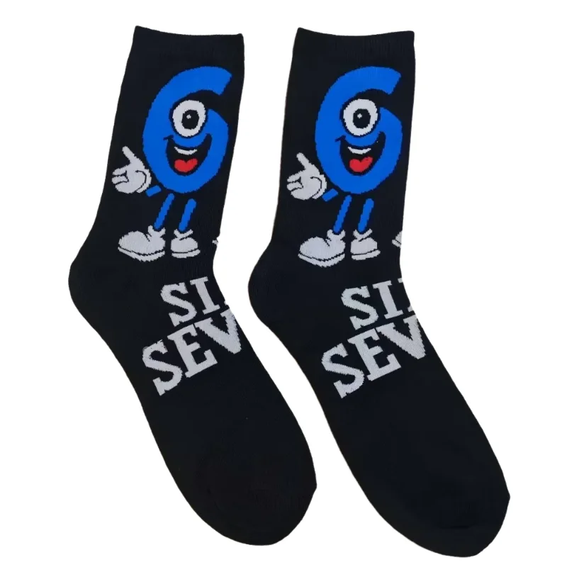 67 Cartoon Number Socks Funny Letter Mens Mid Calf Internet Gaming Comfortable Running Sports Sock