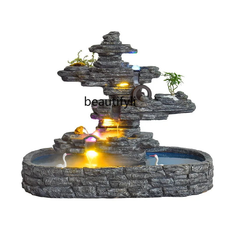 

Multi-Layer Stone Large Artificial Mountain and Fountain Courtyard Club Shop Balcony Hall Landscape Decoration