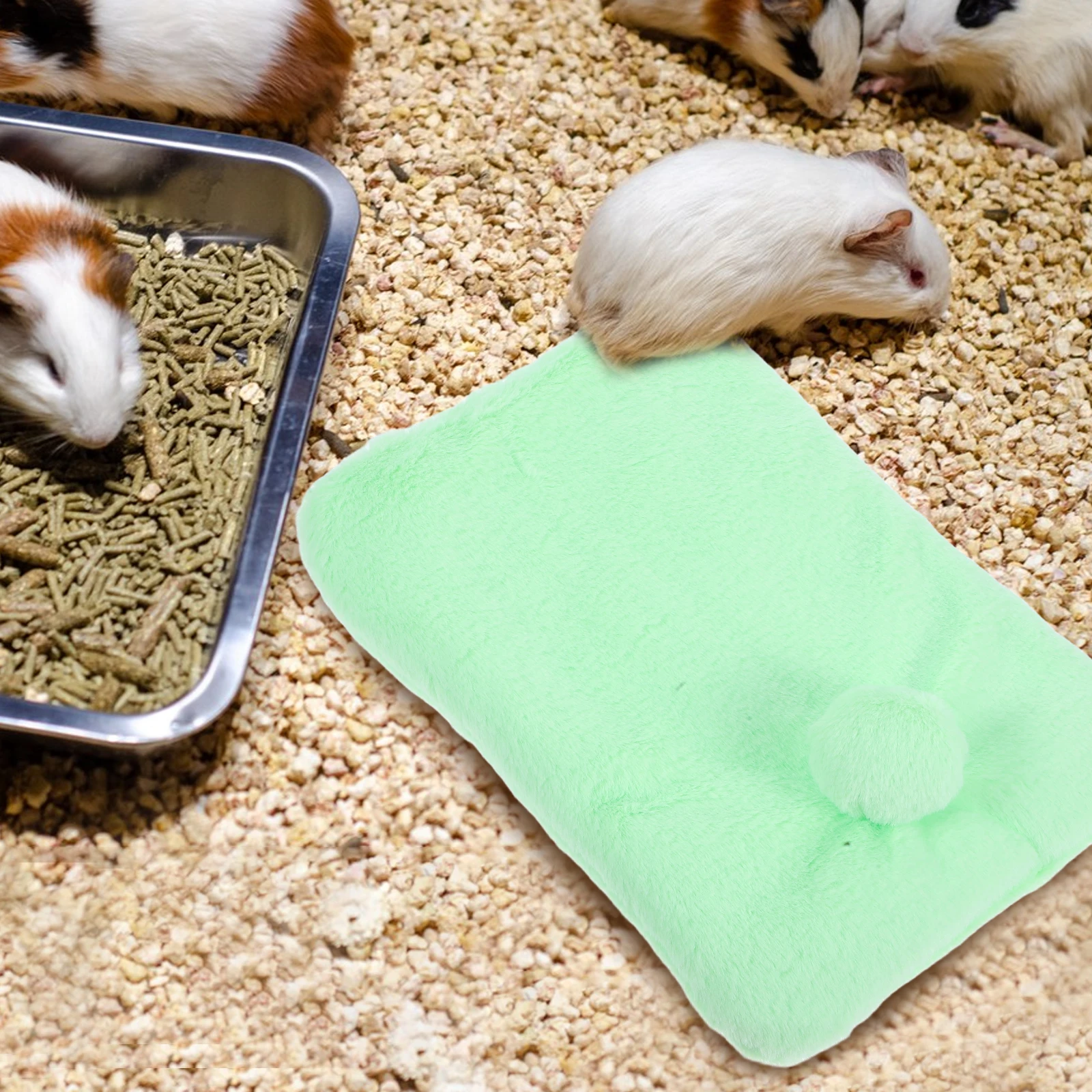 

Rabbit Nest Mat Warm Cozy Cotton Bed Light Green Guinea Pig Blankets Small Animal Insulation Pad Non Slip Durable Easy Pet