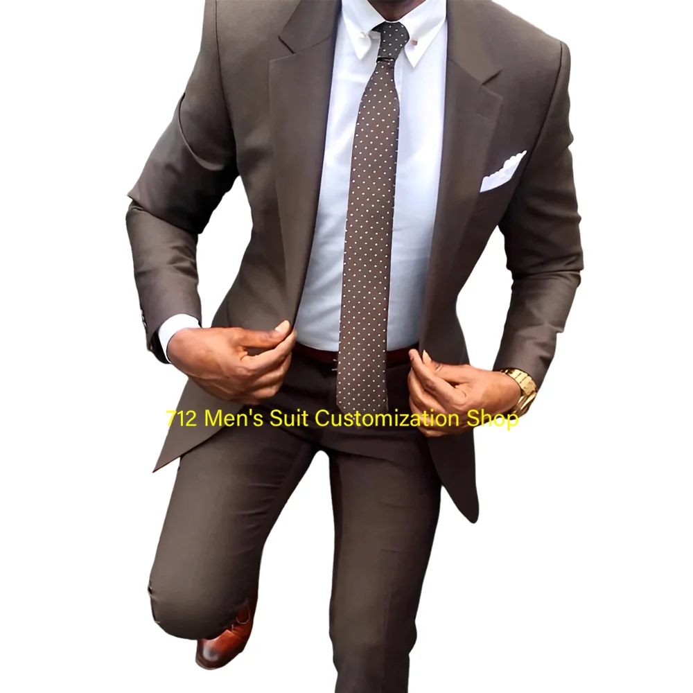 

Handsome Two Pieces Groomsmen Suits Custom Made Modest Peaked Lapel Slim Fit Business Mens Suits(Jacket+Pants)