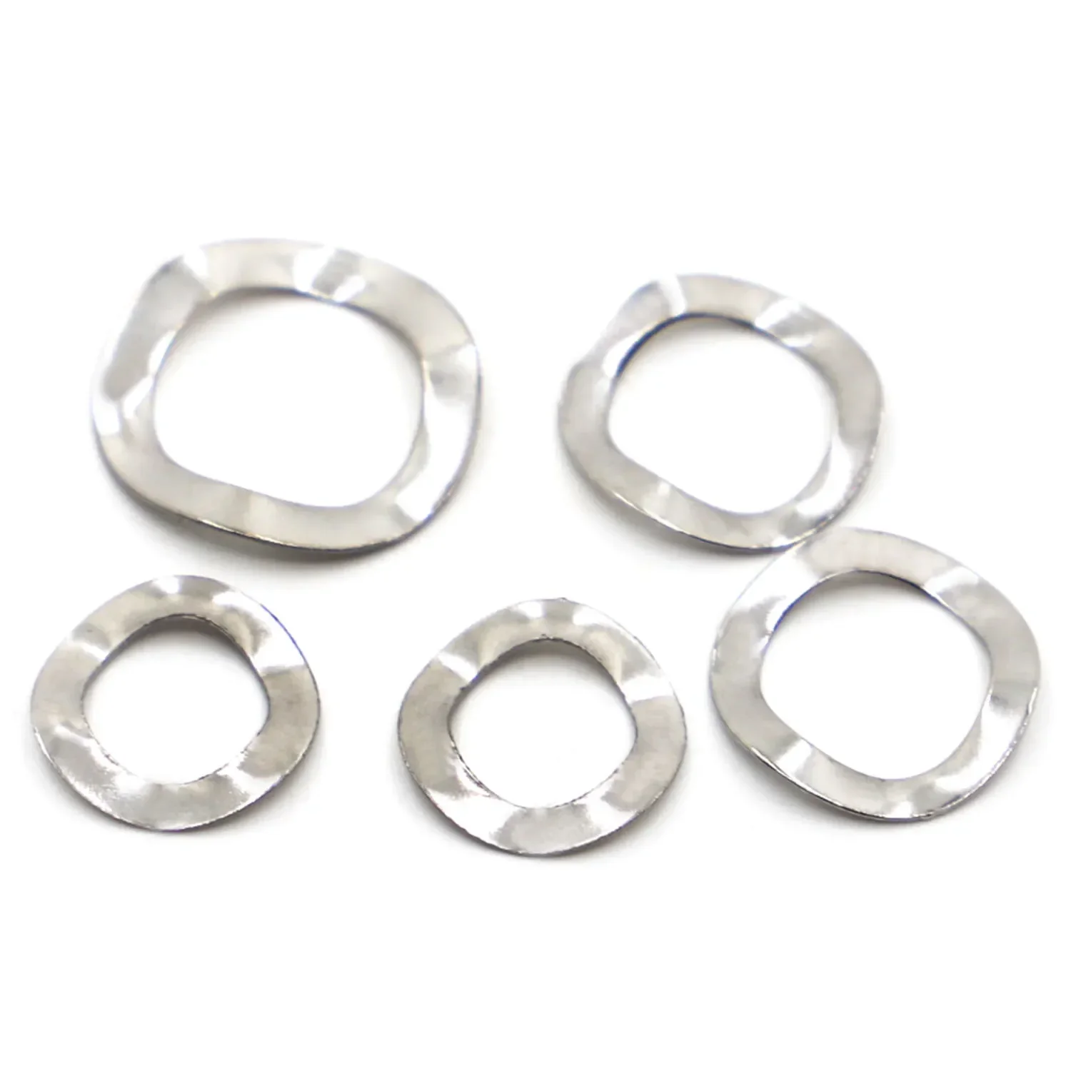 304 Stainless Steel Bearing Shafts with Three-Wave Crest Spring Washer Gaskets – Sizes M3-M23, M25-M51