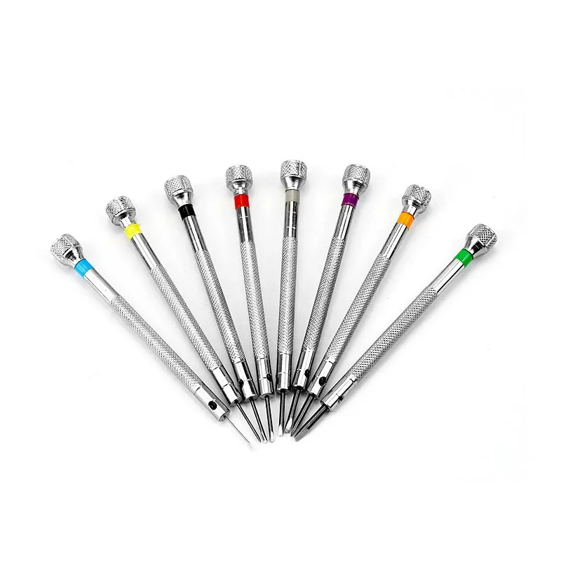 Set of 8pcs 0.6mm to 2mm Steel Screwdrivers for Watch Mobilephone Glasses Repair Tools Flat Blades Screwdriver