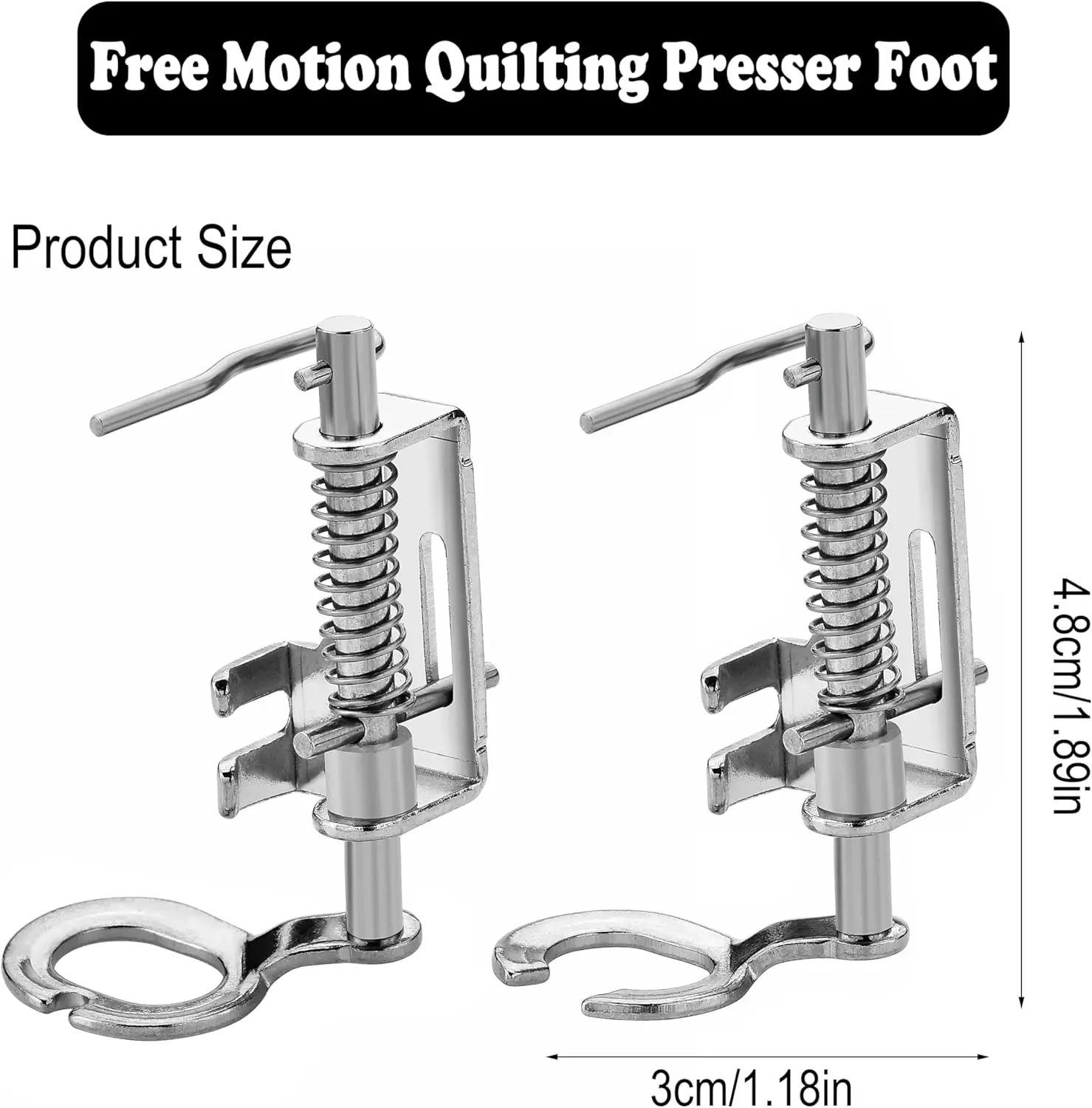 2Pcs/Set Large Metal Free Motion Quilting Embroidery Darning Presser Foot For Low Shank Brother Singer Sewing Machine Parts