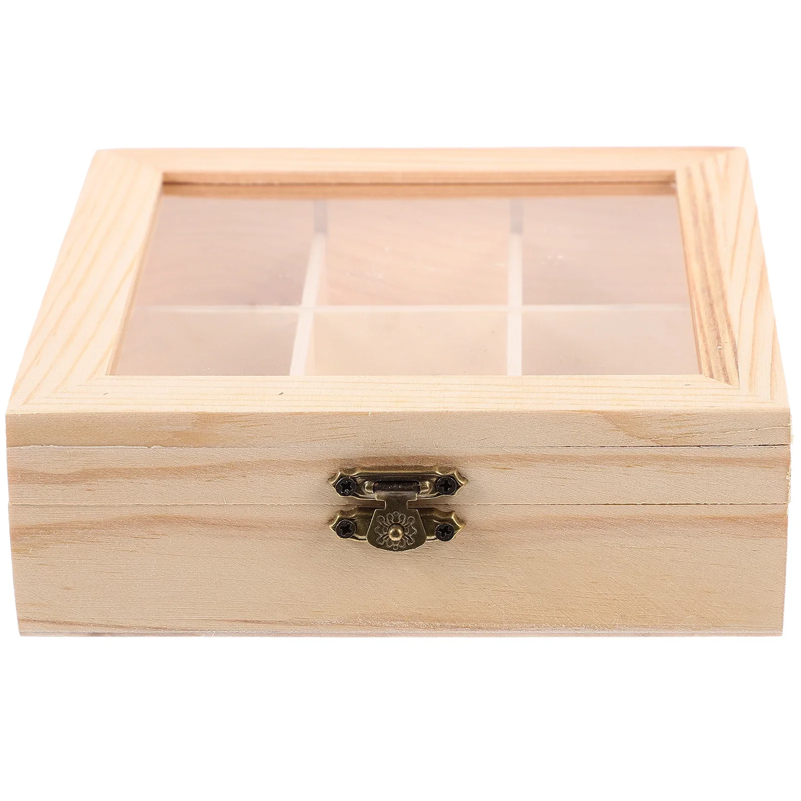 Wood Tea Bag Storage Boxw with Glass Lid Beverage Bags Box Coffee Bag Organizer Sugar Packet Holder for Coffee Creamer Sugar