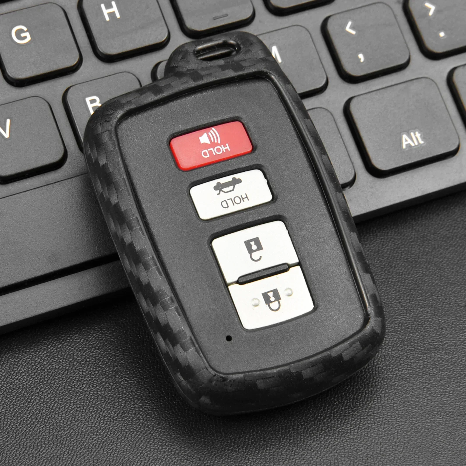 Silicone Carbon Fiber Car Smart Key Fob Chain Case Cover For Toyota Highlander RAV4 Camry Kluger Tundra Corolla Avalon 4Runner