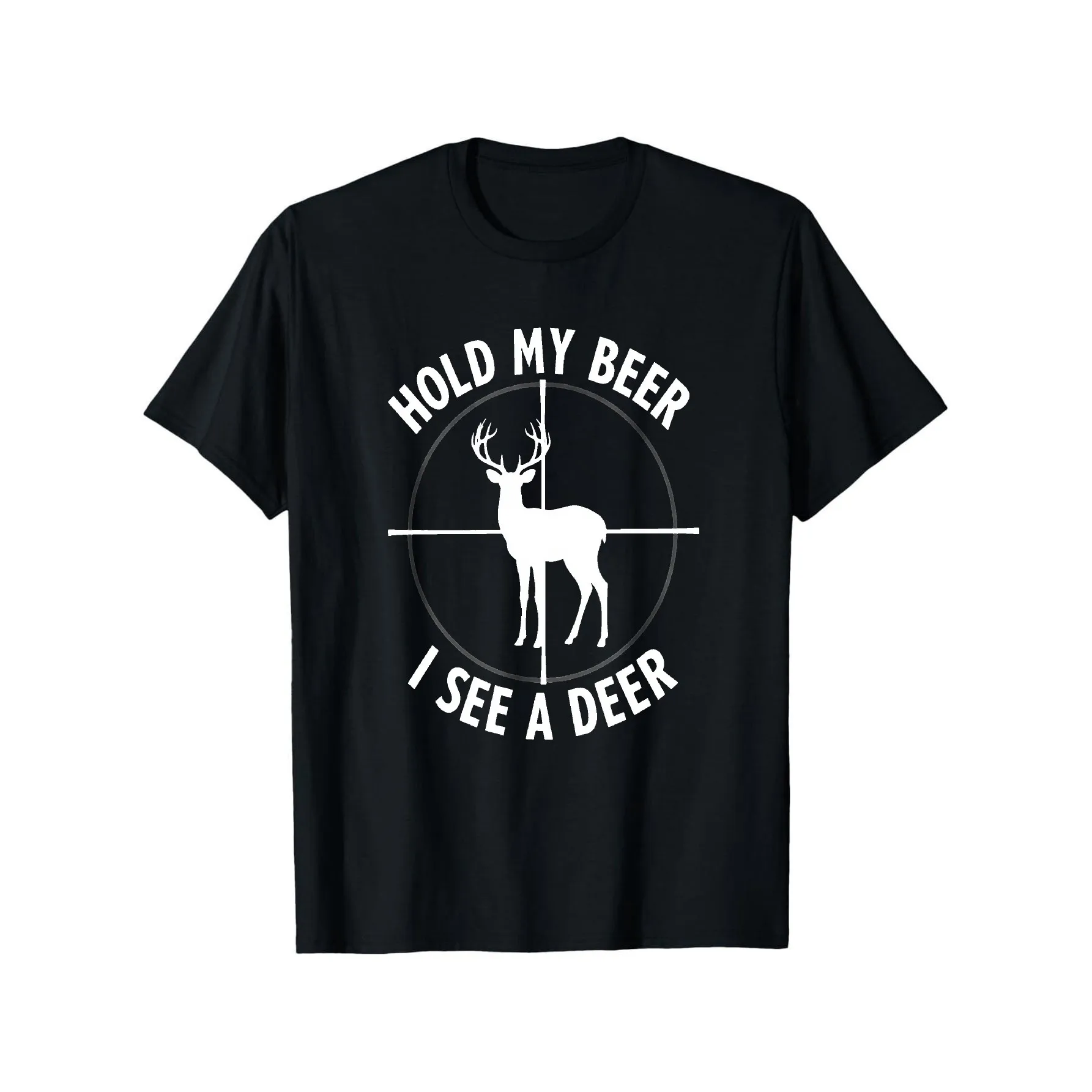 Hold My Beer I See A Deer Funny Hunting Graphic Tee Shirt Breathable Outdoor Gift