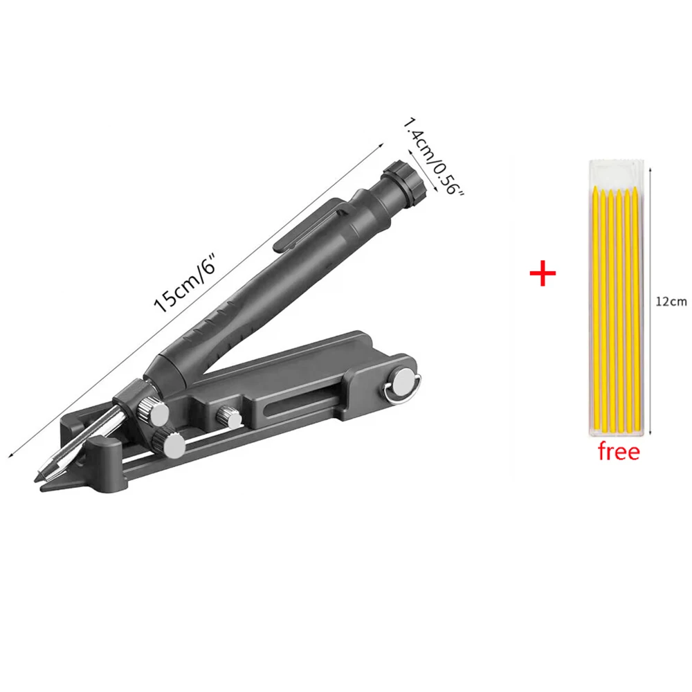 연필 리필이 있는 다기능 스크라이빙 도구, DIY 목공, 조정 가능한 게이지, 스크라이브 나침반