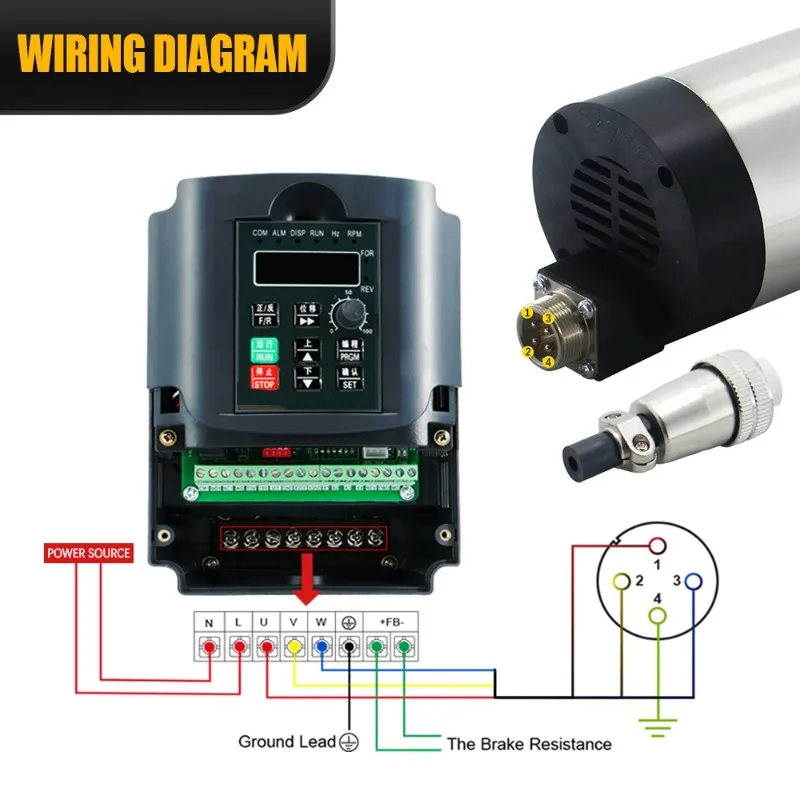 2.2KW ER20 Air Cooling Spindle 80mm 24000rmp Round Spindle + Mount Clamp + YL620A VFD Inverter For CNC Engraver Milling Router