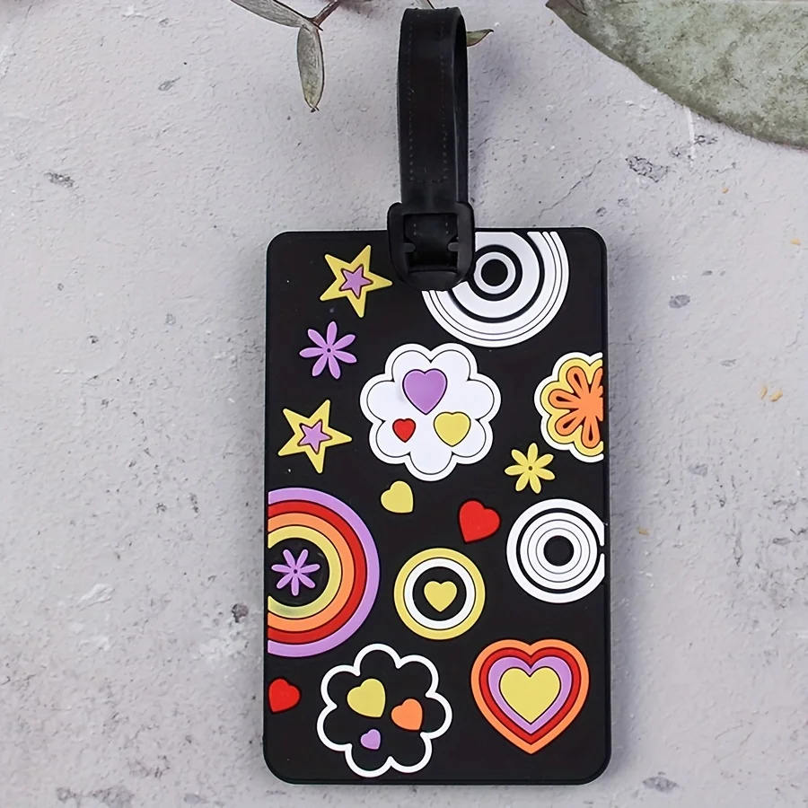 3pcs Creative Luggage Tags with 3D Letters for Easy Identification - Flower Rainbow Triangle Student ID And Work Card Holder