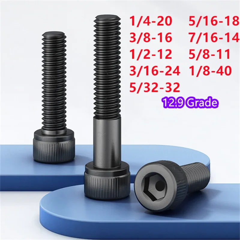 1/4-20 5/16-18 3/8-16 7/16-14 1/2-12 5/8-11 3/16-24 1/8-40 5/32-32 Black12.9 Grade  Hexagon Hex Socket Screw Cup Head Allen Bolt