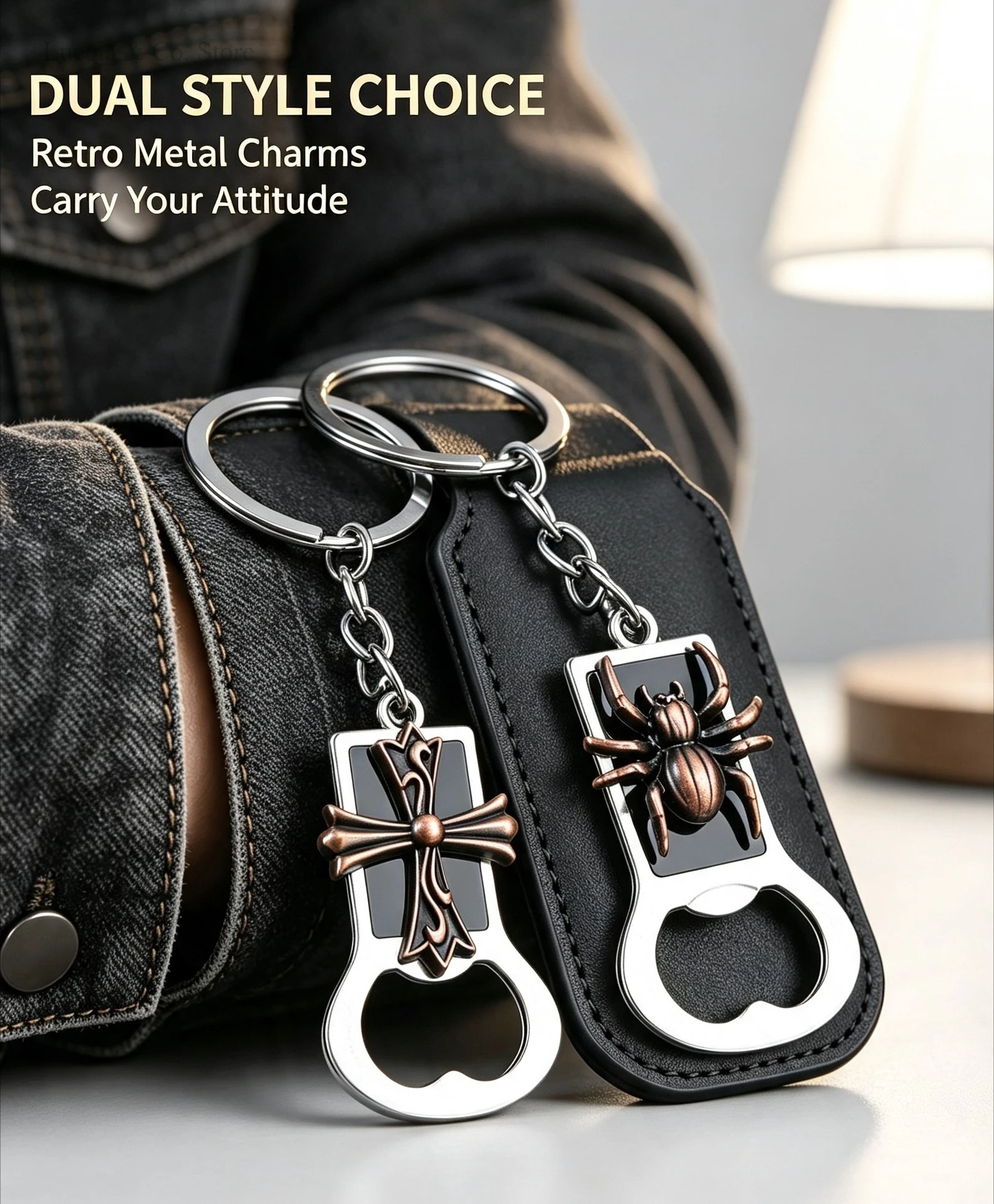 Vintage 3D Animal Pendant Keychain Key Ring Keychain Multifunctional Beer Bottle Opener Zinc Alloy Key Holder for Men Gift