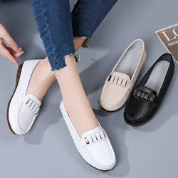 Autumn Flats Women Shoes Loafers Genuine Leather Women Flats Slip On Women's Loafers Female Moccasins Shoes Plus Size