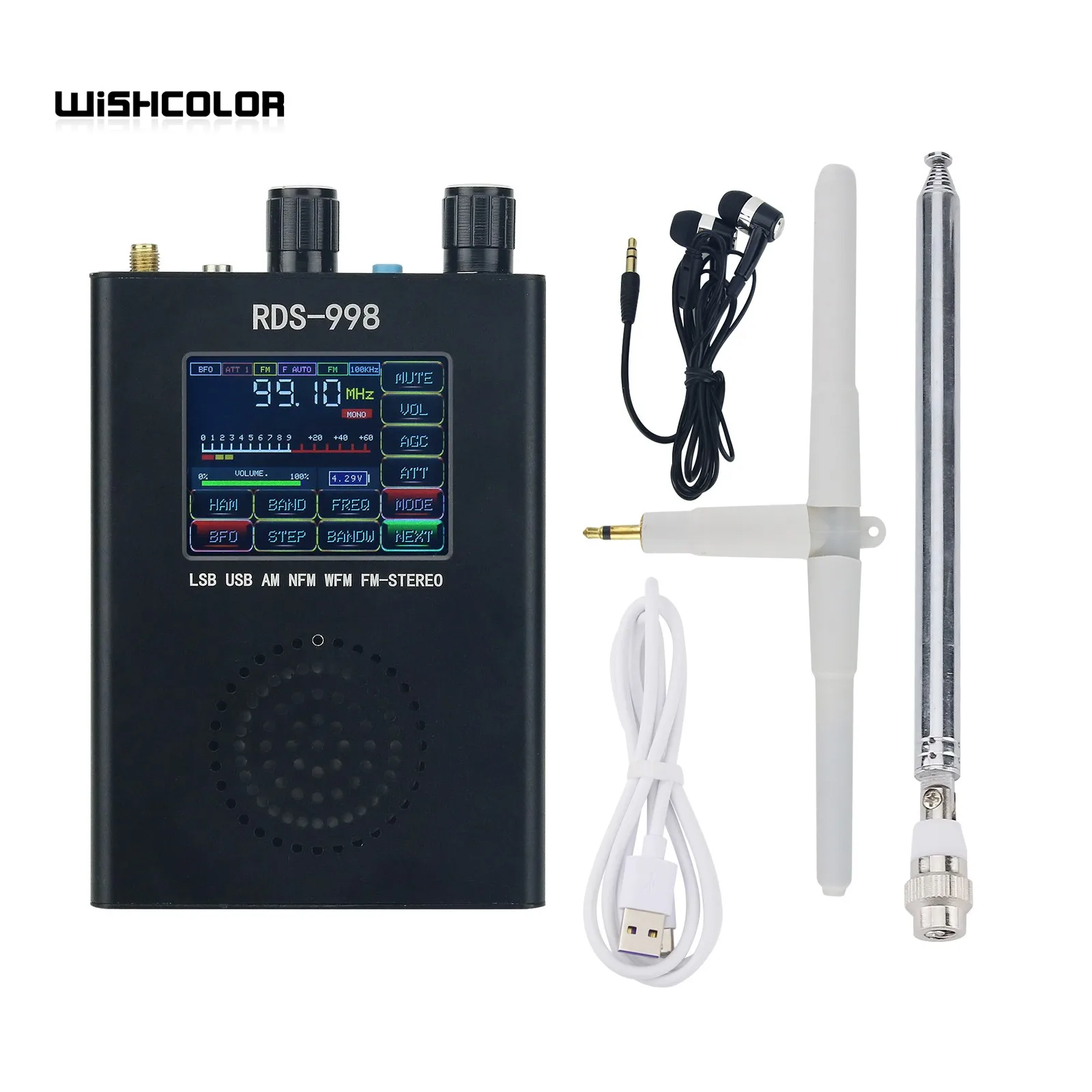 HAMGEEK RDS-998 FM MW LW SW SSB Radio Receiver USB LSB BFO Ham Radio Receiver Color Touch Screen