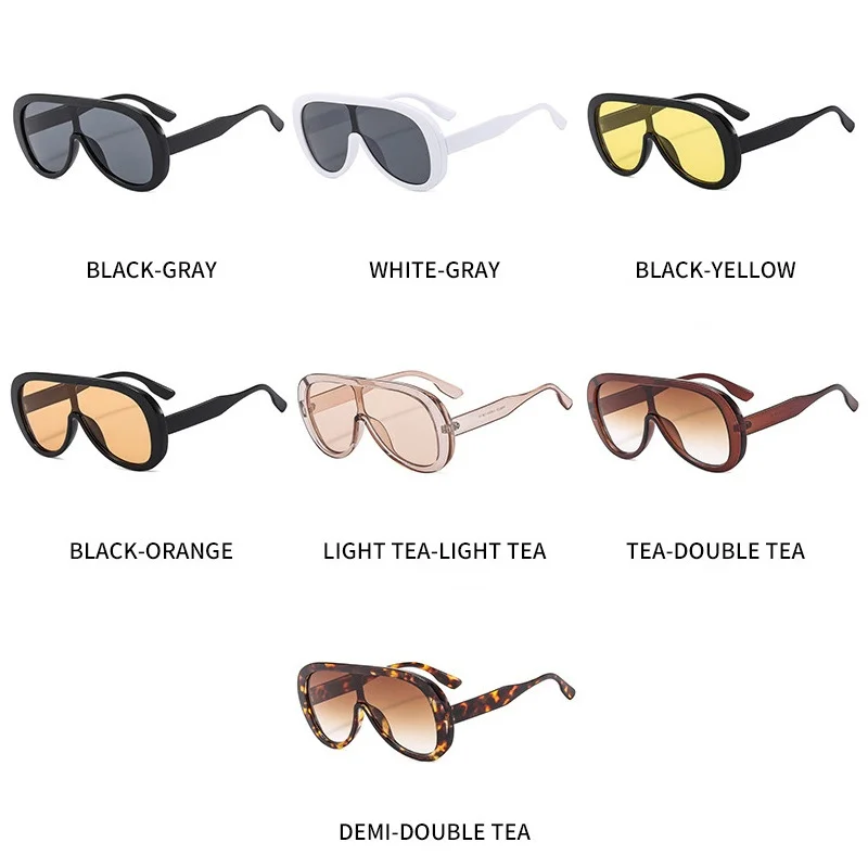 2025 New Fashion Pilot One-Piece Oversized Sunglasses Women Men Retro Luxury Designer Sun Glasses Trending Shades UV400 Eyeglass