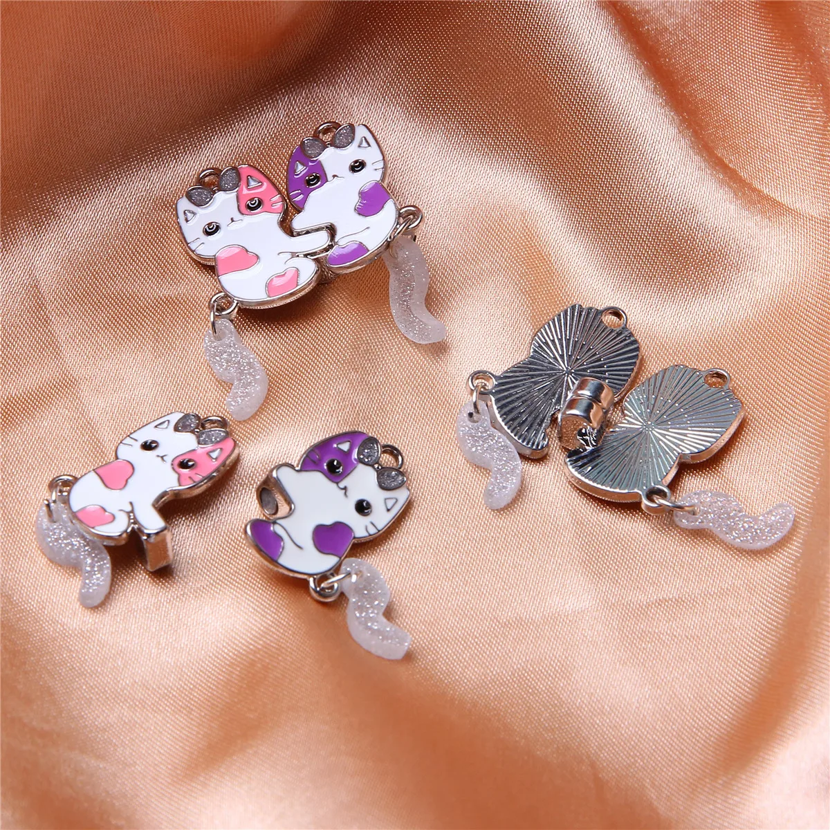 10pcs/5sets Alloy dripping oil good friend magnet love donut strawberry watermelon necklace accessories splicing wholesale